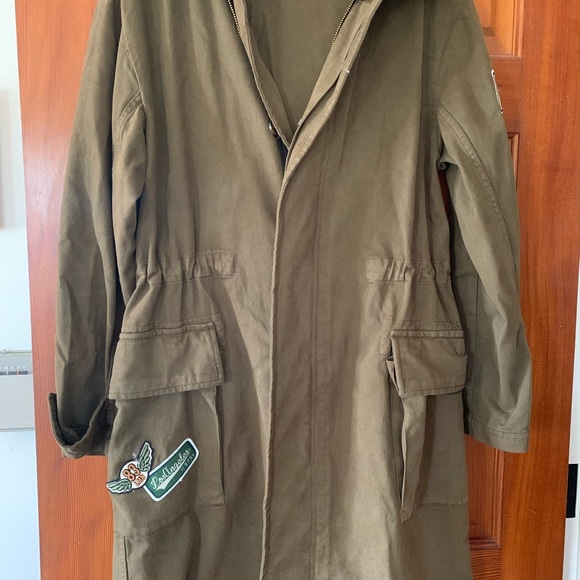 Zara military khaki coat - size XS (more like Med) - Picture 4 of 10